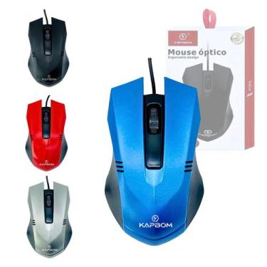Imagem de Mouse Óptico Com Fio Usb 3 Botões Ergonomico Ka-605 - NoBrand, Azul, U