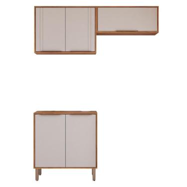 Imagem de Kit Armário Aéreo Cozinha Compacta áurea 160cm E Balcão Cinamomo-Off White