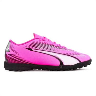 Imagem de Chuteira Society Puma Ultra Play TT Bdp Unissex, 41, Rosa, Preto