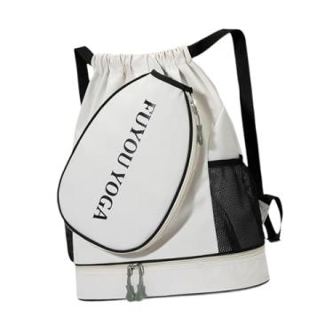 Imagem de menolana Bolsa de tênis com compartimento para sapatos, mochila de tênis, bolsa de transporte, grande capacidade, portátil, com bolso lateral, para atividades, Branco