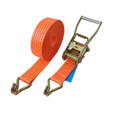 Imagem de Fenteer Cinta de catraca com amarração de catraca com ganchos duplos J, comprimento resistente de 1000 cm, versátil para motocicletas, reboques de plataforma, Laranja