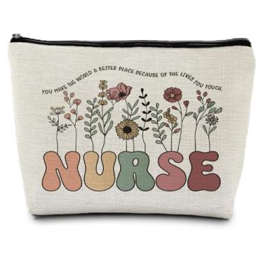Imagem de ignytiger Bolsa de maquiagem de enfermeira, presente de agradecimento de enfermeiras para mulheres, presentes de pós-graduação da semana de enfermagem, bolsa de maquiagem cosmética bolsa bolsa