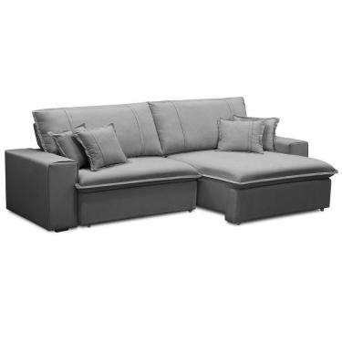 Imagem de Sofá Retrátil Reclinável Para Sala 3 Lugares 210cm Varsov F04 Veludo Cinza Claro - Lyam Decor