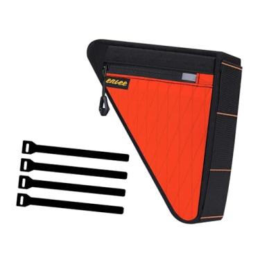Imagem de kowaku Bolsa triangular para bicicleta, bolsa para quadro de bicicleta, compacta multifuncional para câmara de ar com alças para esportes ao ar livre, Laranja