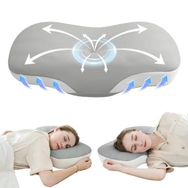 Imagem de Travesseiro cervical de pescoço para alívio da dor – Travesseiro lateral refrescante para dormir, travesseiros ergonômicos de espuma viscoelástica para suporte de pescoço, travesseiro ortopédico de