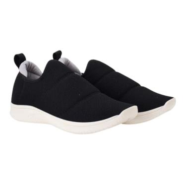 Imagem de Tênis Slip-On Feminino Estilo Meia, Calce Fácil, Sem Cadarço, Confortável, Preto com Sola Branca (BR, Adulto, Numérico, 36)