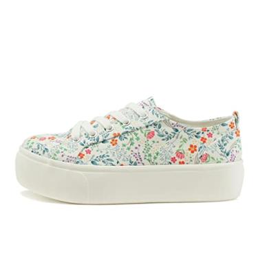 Imagem de Soda Petal ~ Tênis feminino moderno com sola inferior de plataforma dupla com meia acolchoada e confortável, Flor multicolorida, 38