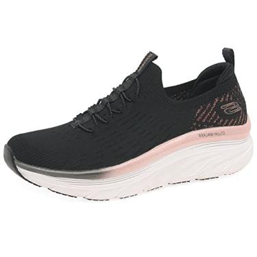 Imagem de Skechers Sapato feminino D'lux Walker - Let It Glow - 35-44, Malha preta/acabamento em ouro rosa, 10