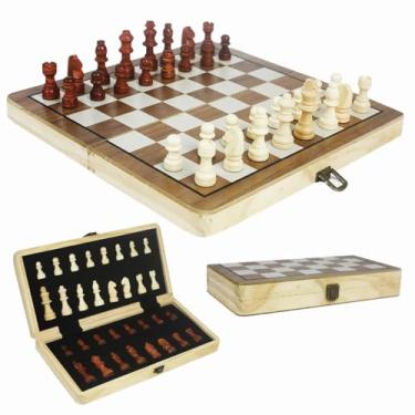 Imagem de Jogo Xadrez C/Imã Madeira 29x29 Cm Tabuleiro Profissional (marrom 2)