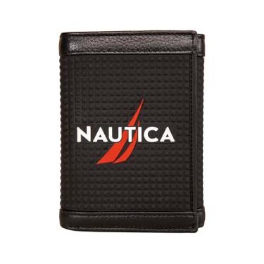 Imagem de Nautica Carteira masculina clássica de couro com três dobras RFID (disponível em grãos lisos ou seixos), Borracha/couro - preto, tamanho nico