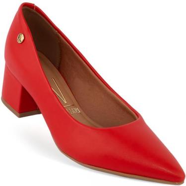 Imagem de Scarpin Vizzano Salto Médio Bloco Sapato Confortável, Vermelho, 37