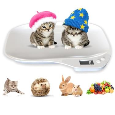 Imagem de HBYCDSTF Balança Eletrônica Portátil Para Animais De Estimação, Balanças Pequenos Com Bandeja, Digital Gatos, Mini Display Lcd, Máximo 15 Kg, Filhotes Gatinhos Recém-Nascidos, Hamsters, Coelhos, Pap