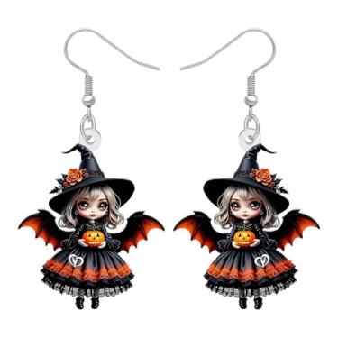 Imagem de LONYOO Brincos de boneca de bruxa assustadora de anime para mulheres, brincos pendentes de acrílico, joias góticas, presentes de bruxa de terror perverso para mulheres, acessórios de fantasia de bruxa