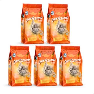 Imagem de Kit 5 Areia Higiênica Sanitária Para Gatos 4kg Gatissimo Perfumada Premium Natural Alfa Pet