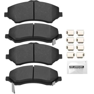 Imagem de D1273 Pastilhas de cerâmica, kits de pastilhas de freio dianteiras de baixa poeira compatíveis com Jeep Wrangler 2007-2017, JK 2018; Dodge Grand Caravan 2008-2016, 2009-2013 Journey; Chrysler Town