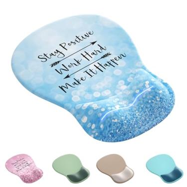 Imagem de Mouse pad ergonômico com descanso de pulso, bonito suporte de pulso de gel para mousepad - pequeno mini portátil para viagem, mouse pads para mesa, computador, escritório e decoração de casa (azul