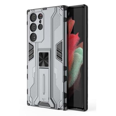 Imagem de SORAKA Capa para Samsung Galaxy S22 Ultra 5G com suporte Capa de proteção resistente para Samsung Galaxy S22 Ultra 5G Capa com placa de metal para suporte magnético para carro Capa Silm Fit