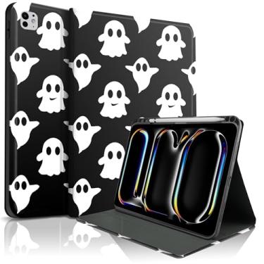 Imagem de TopPerfekt Capa para iPad Pro de 11 polegadas M4 2024 (5ª geração) com suporte, capa fólio com suporte para lápis, para crianças, meninos, meninas, dia das bruxas, granulação fina, antiderrapante