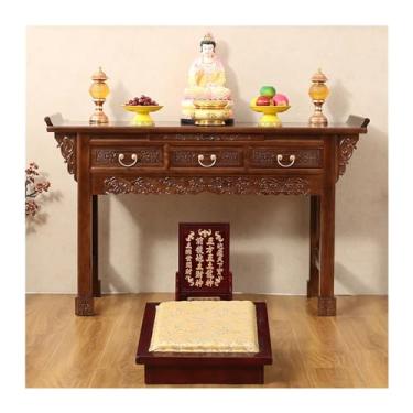Imagem de Mesa do Altar do Santuário Mesa de incenso da família, ancestral do fogo, gabinete shentai, guan gong zhongtang, mesa , deus riqueza, madeira, buda(150*50*90cm)