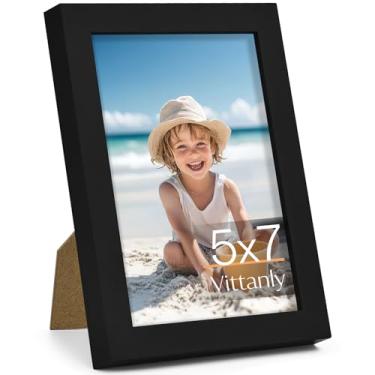 Imagem de Vittanly Porta-retrato 12 x 18 cm, feito de madeira maciça e acrílico inquebrável, moldura de madeira para montagem na parede ou exibição de mesa, moldura para decoração de casa com suporte, preto, 1