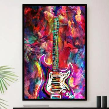 Imagem de Genérico, Quadro Guitarra Musica Aquarela Rock Decorativo A4 23x33cm