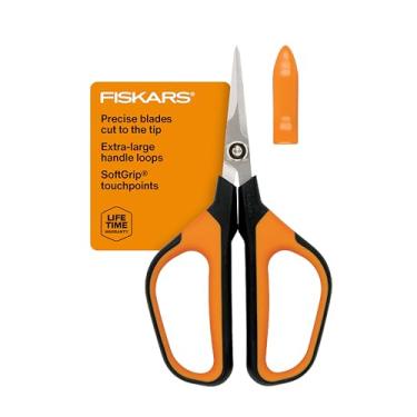 Imagem de Fiskars Tesoura de poda Comfort Loop Micro-Tip – Tesouras de jardim de 18 cm com bainha e cabo macio extra grande – ferramentas de jardim e jardim – laranja/preto