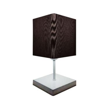 Imagem de Abajur Luminária Mesa Quarto Sala Moderno Vivare Md-2008br Cúpula Em Tecido - Bivolt Branco-preto 127/220v