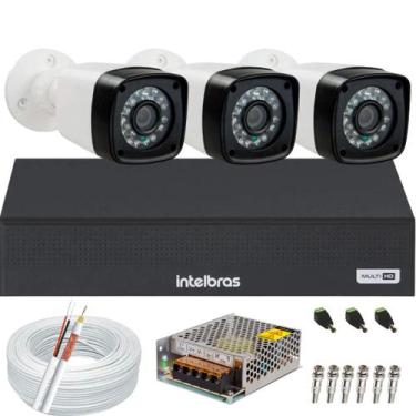Imagem de Kit 3 Câmeras Segurança 1080p Full Hd Dvr Intelbras Mhdx 1104c