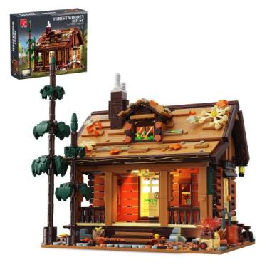 Imagem de Conjunto de blocos de construção TYCOLE Wood Cabin com luzes LED 1969 