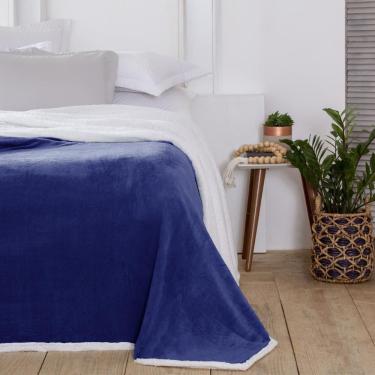Imagem de Cobertor Casal Com Sherpa Corttex Austria Azul Marinho