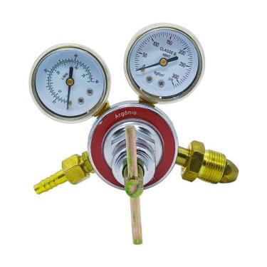 Imagem de Regulador Pressão Cilindro Gás Argônio Mistura 2 Manômetros Solda Mig 