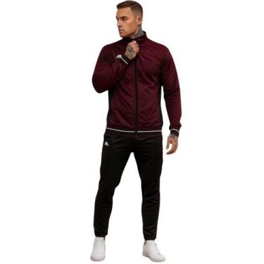 Imagem de Agasalho Conjunto Jaqueta Calça Masculino Kappa Sportswear, Vinho, G
