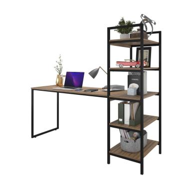 Imagem de Escrivaninha Estante 4 Prateleiras Integradas Mesa Lamina
