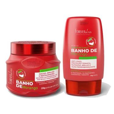 Imagem de Kit Mascara Banho de Verniz Morango e Leave-in Forever Liss - Forever 