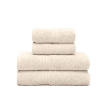 Imagem de Kit Toalha Banho e Rosto 4 Peças Marfim Algodão Fio Penteado Alta Abso