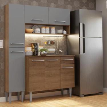 Imagem de Armário De Cozinha Compacta 137 Cm Rustic-cinza Emilly Madesa 012