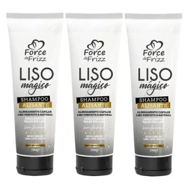 Imagem de Kit 3 Shampoo Alisante Liso Mágico Force de Frizz 300ml Liso Pefeito