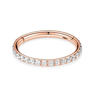 Imagem de PEAKLINK 20G 18G 16G 14G CZ/Opala Aço Inoxidável Sem Costura Articulada Segmento Anel Clicker Conch Septo Helix Cartilagem Piercing de Nariz 6/7/8//9/10/12mm, Metal, outro