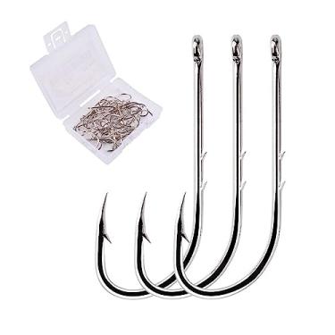 Imagem de GRFIT Ganchos de pesca 50 pçs/caixa gancho de pesca haste longa anzóis de peixe aço de alto carbono afiado farpado compensado gancho de isca estreita anzol anzol (cor: 4#)