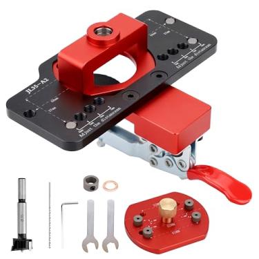 Imagem de Gabarito de dobradiça de porta oculta de 35 mm, ferramenta de montagem de dobradiça de porta de armário ajustável, kit de gabarito de orifício de bolso de liga de alumínio, serve para dobradiças de 45