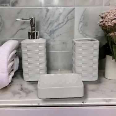 Imagem de Kit Jogo de Porcelana para Banheiro 3 peças Branco
