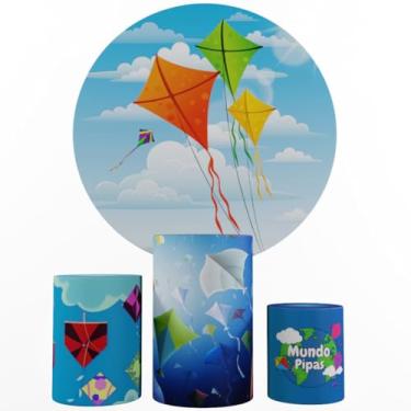 Imagem de Kit Decoração Festa, Painel Pipa + Trio Capas De Cilindros