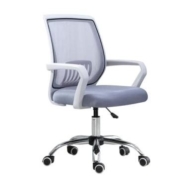Imagem de Cadeira de escritório cadeira de escritório de malha giratória cadeira de escritório cadeira de sala de reuniões com suporte lombar e apoios de braços fixos ajustáveis (cinza)