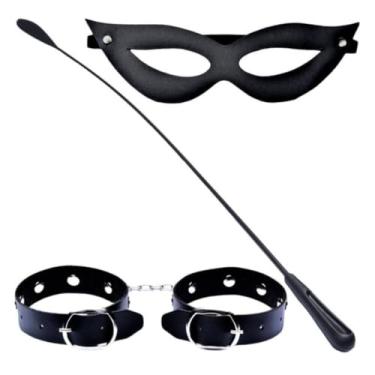 Imagem de Kit Tiazinha Trio Algema Dominatrix Kit Erótico Brinquedo Erótico Fantasia Íntima DX6182 (PRETO)