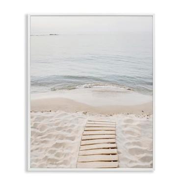 Imagem de Stupell Industries Arte giclée emoldurada branca com borda na praia, design de Sisi e Seb, 76 x 61 cm