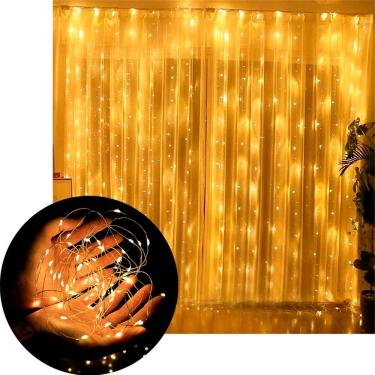 Imagem de Pisca Cascata Fio De Fada Natal 600 LEDs Amarelo 3x3m 220v