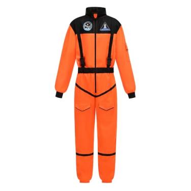 Imagem de AGCOAH Fantasia feminina de astronauta para adultos laranja Spaceman macacão voo macacão cosplay Halloween festa de fantasia P