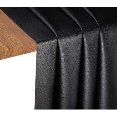 Imagem de Tecido de vinil marinho preto estofado couro sintético, 137 cm x 91 cm couro sintético de grão impermeável durável para, bolsa, estofamento, barco, sofá, carro, faça você mesmo (preto, 1 jarda)