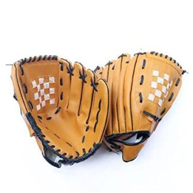 Imagem de Luvas de beisebol Softball crianças adultos mão esquerda luva de beisebol ecológica antiderrapante suave resistente ao desgaste (cor: Brown, US Size: 11,5 polegadas)