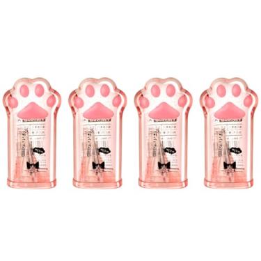 Imagem de Apontador de lápis rosa fofo Kawaii, pequeno manual, desenho animado, gato, pata, plástico, material escolar, escritório, para mulheres e homens